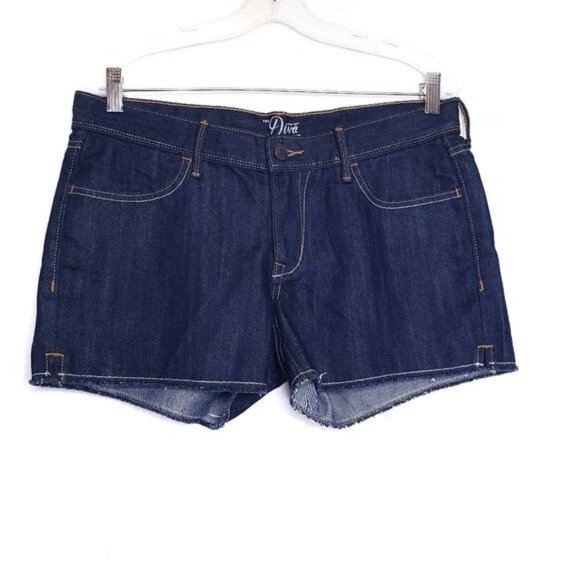 Old Navy Diva Dark Wash Cutoff Frayed Hem Denim Jean Shorts Women's Size 8 - Picture 1 of 10